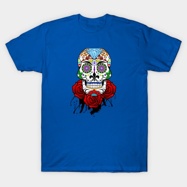 Sugar Skull and Roses T-Shirt by ckandrus